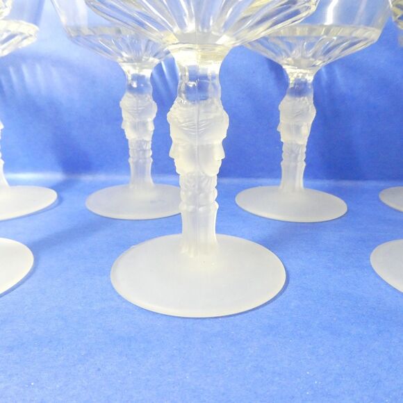 Duncan & Miller Three Faces - Set of 7 Footed Sherbet Glasses 4.75" EAPG MMA - Picture 8 of 11